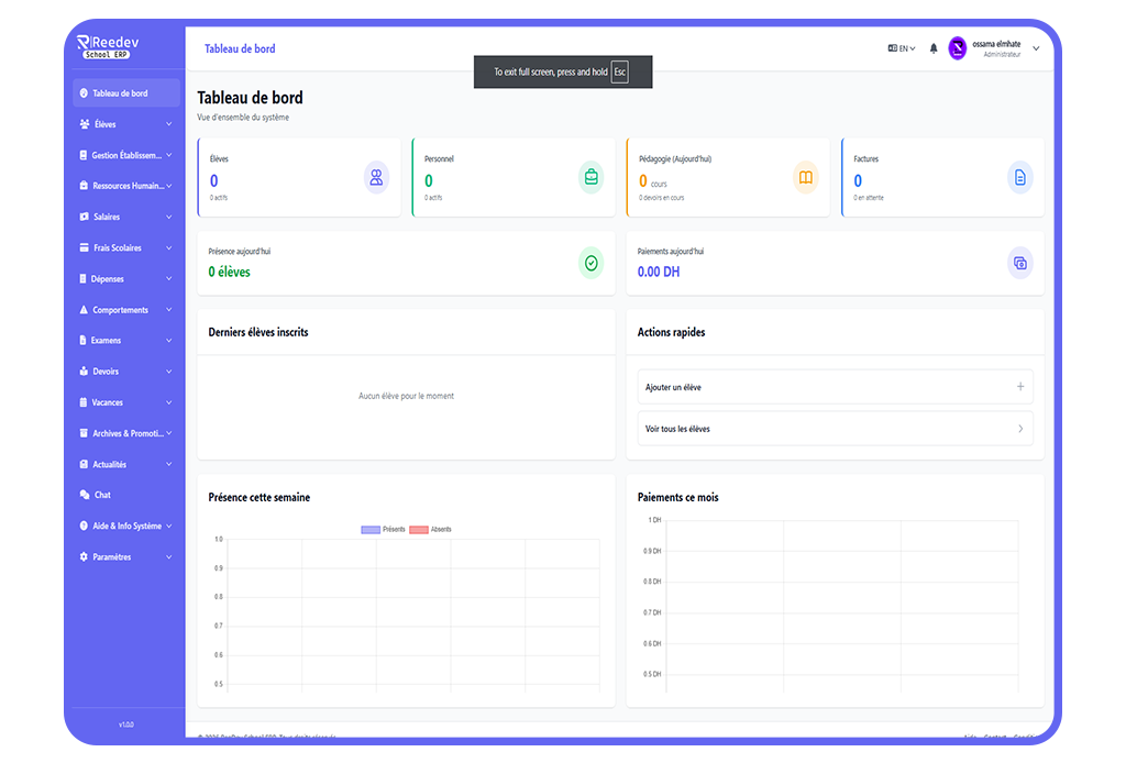 Interface Dashboard